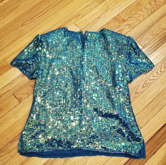 Vintage Papell Mermaid Silk Sequin Top - Picture 4 of 10